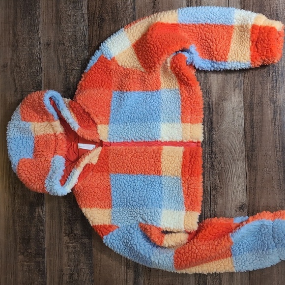 Anthropologie Daily Practice Faux Shearling Crop Hoodie Fleece Zip Up Jacket SM - Picture 4 of 11